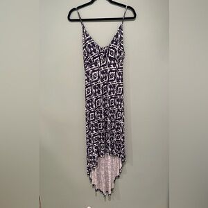 Women's Blue & White Aztec Tribal Print high low swim coverup by Lily Bleu Beach